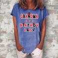 Grandma Of The Birthday Lady Girl Ladybug Theme Bday Women's Loosen Crew Neck Short Sleeve T-Shirt Blue