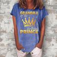 Grandma Of The Birthday Prince Boys Son Birthday Theme Party Women's Loosen Crew Neck Short Sleeve T-Shirt Blue