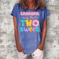 Grandma Of The Two Sweet Donut Birthday Family Theme Girl Women's Loosen Crew Neck Short Sleeve T-Shirt Blue