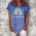 Grandma Rainbow Gifts Family Matching Birthday Women's Loosen Crew Neck Short Sleeve T-Shirt Blue