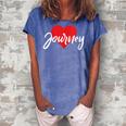 I Love Journey First Name I Heart Named Gift For Womens Women's Loosen Crew Neck Short Sleeve T-Shirt Blue