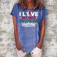 I Love My Hot Mexican Husband Proud Mexican Gift For Womens Women's Loosen Crew Neck Short Sleeve T-Shirt Blue