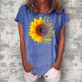 In A World Full Of Grandmas Be Gama Sunflower Grandma Gift For Womens Women's Loosen Crew Neck Short Sleeve T-Shirt Blue