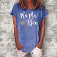 Mama Bee Mothers Day Best Bee Mom Ever Happy Mothers Day Women's Loosen Crew Neck Short Sleeve T-Shirt Blue