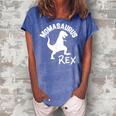 Momasaurus Rex Cute Dinosaur Funny Mothers Mom Gift Women's Loosen Crew Neck Short Sleeve T-Shirt Blue