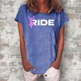 Motorcycle Ride Motorbike Biker Girl Gift For Womens Women's Loosen Crew Neck Short Sleeve T-Shirt Blue