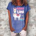 Nana Llama Grandma Of A Birthday Boy Girl Llama Birthday Women's Loosen Crew Neck Short Sleeve T-Shirt Blue