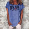 New York Girls Trip 2023 Nyc Vacation Outfit Matching Group Gift For Womens Women's Loosen Crew Neck Short Sleeve T-Shirt Blue