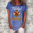 One Thankful Mamaw Grandma Turkey Thanksgiving Family Gift Women's Loosen Crew Neck Short Sleeve T-Shirt Blue