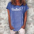Realtor Real Estate Agent Heart House Rent Broker Gift Gift For Womens Women's Loosen Crew Neck Short Sleeve T-Shirt Blue