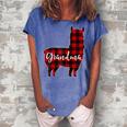 Red Plaid Grandma Llama Matching Pajama Family Buffalo Mimi Gift For Womens Women's Loosen Crew Neck Short Sleeve T-Shirt Blue
