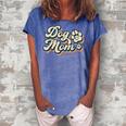 Retro Vintage Dog Mom Happy Mothers Day Best Mom Ever Mama Women's Loosen Crew Neck Short Sleeve T-Shirt Blue