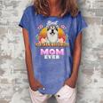 Vintage Best Alaskan Malamute Mom Ever Mothers Day Dog Mom Women's Loosen Crew Neck Short Sleeve T-Shirt Blue