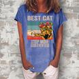 Vintage Best Cat Step Mom Ever Bump Fist Mothers Day Women's Loosen Crew Neck Short Sleeve T-Shirt Blue