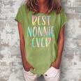Best Nonnie Ever Gifts Grandma Mothers Day Tie Dye Women's Loosen Crew Neck Short Sleeve T-Shirt Green