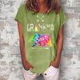 Grandma Bear Tie Dye Matching Family Vacation & Camping Women's Loosen Crew Neck Short Sleeve T-Shirt Green