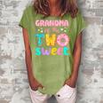 Grandma Of The Two Sweet Donut Birthday Family Theme Girl Women's Loosen Crew Neck Short Sleeve T-Shirt Green