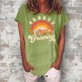 Groovy Granny Retro Rainbow Colorful Flowers Design Grandma Women's Loosen Crew Neck Short Sleeve T-Shirt Green