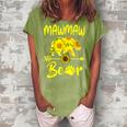 Mawmaw Bear Sunflower Gifts Funny Mothers Day Mom Grandma Women's Loosen Crew Neck Short Sleeve T-Shirt Green