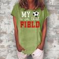 My Heart Is On That Field Soccer Mom Grandma Women's Loosen Crew Neck Short Sleeve T-Shirt Green