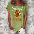 One Thankful Mamaw Grandma Turkey Thanksgiving Family Gift Women's Loosen Crew Neck Short Sleeve T-Shirt Green