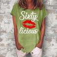 Sixty Licious Sexy Lips Funny 60Th Birthday Party Outfit Gift For Womens Women's Loosen Crew Neck Short Sleeve T-Shirt Green