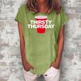 Thirsty Thursday Plastic Red Cup Alcohol Party Mens Womens Women's Loosen Crew Neck Short Sleeve T-Shirt Green