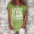 Tu Vida Tu Amor Tus Chanclazos Regalo Para Mama Navidad Gift For Womens Women's Loosen Crew Neck Short Sleeve T-Shirt Green