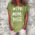 Wife Mom Boss Cool Mother Design Mothers Day Moms Womens Women's Loosen Crew Neck Short Sleeve T-Shirt Green