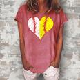 Cute Love Baseball Fast Pitch Softball Heart Baseball Mom Gift For Womens Women's Loosen Crew Neck Short Sleeve T-Shirt Watermelon
