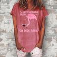 Flamingo Pink Bird Wine Drinking Gift For Womens Women's Loosen Crew Neck Short Sleeve T-Shirt Watermelon