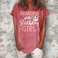 Grandma Of The Birthday Girl Cow Farm Birthday Party Bday Women's Loosen Crew Neck Short Sleeve T-Shirt Watermelon