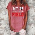 My Heart Is On That Field Soccer Mom Grandma Women's Loosen Crew Neck Short Sleeve T-Shirt Watermelon