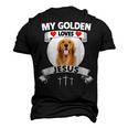 My Golden Retriever Loves Jesus Christian Dog Mom Dad Men's 3D T-Shirt Back Print Black