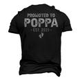Promoted To Poppa Est2021 Pregnancy Baby New Poppa Men's 3D T-Shirt Back Print Black