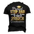 Proud Step Dad Of Two 2023 Graduate Class 2023 Graduation Men's 3D T-Shirt Back Print Black