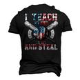I Teach My Kids To Hit And Steal Baseball Dad American Flag Men's 3D T-Shirt Back Print Black