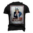 Uncle Sam I Want You For Us Army Vintage Poster Men's 3D T-Shirt Back Print Black