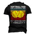 Vintage Softball Dad Like A Baseball Dad Us Flag Fathers Day Men's 3D T-Shirt Back Print Black