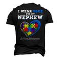 I Wear Blue For My Nephew Autism Awareness Uncle Aunt Puzzle Men's 3D T-Shirt Back Print Black