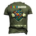 Autism Warrior Fighting For My Son Autism Mom Dad Parents Men's 3D T-Shirt Back Print Army Green