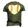 Baseball Heart Cute Mom Dad Softball Sports Day Men's 3D T-Shirt Back Print Army Green