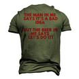 Beer Drinking Manly Dad Husband Whisky Joke Alcohol Men's 3D T-Shirt Back Print Army Green