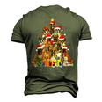 Christmas Pajama Boxer Tree Xmas Puppy Dog Dad Mom Men's 3D T-Shirt Back Print Army Green