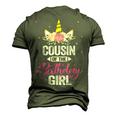 Cousin Of The Birthday Girl Father Unicorn Birthday Men's 3D T-Shirt Back Print Army Green