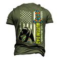 Dad Autism Awareness American Flag Autism Dad Daddy Men's 3D T-Shirt Back Print Army Green