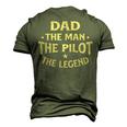 Dad The Man The Pilot The Legend Airlines Airplane Lover Men's 3D T-shirt Back Print Army Green