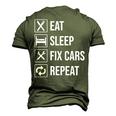 Eat Sleep Fix Cars Auto Mechanic Mechanic Men's 3D T-Shirt Back Print Army Green