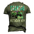 Grandpa Of The Birthday Boy Monster Truck Birthday Boy Men's 3D T-Shirt Back Print Army Green