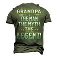 Grandpa The Man The Myth The Legend Fathers Day Grandad Men's 3D T-shirt Back Print Army Green